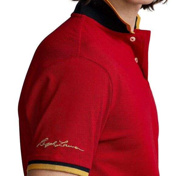 Polo Ralph Lauren Black Custom-Slim-Fit Mesh Signature Polo Shirt - Picture 3 of 5